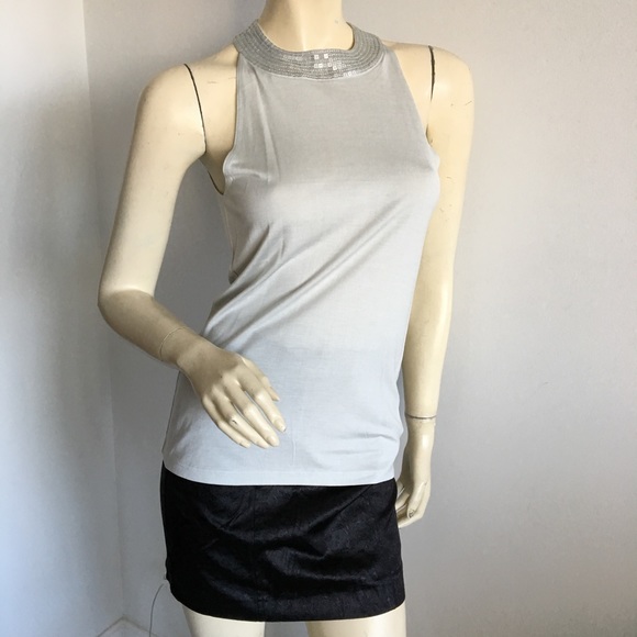 Calvin Klein sleeveless top with sequin jewel neckline size small - Picture 3 of 9